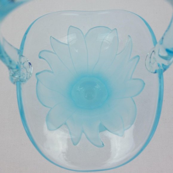 Light Turquoise Clear and Opaque Small Art Glass Basket - Picture 5 of 7
